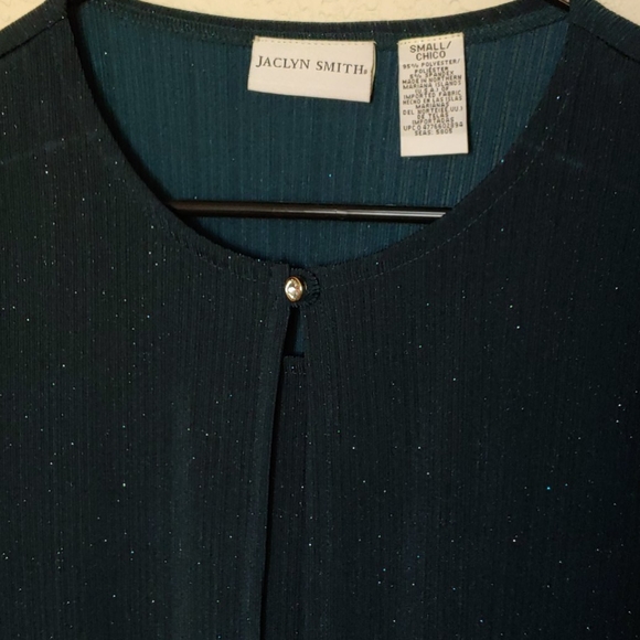 Green sparkle long sleeve layered jacket blouse - Picture 8 of 9